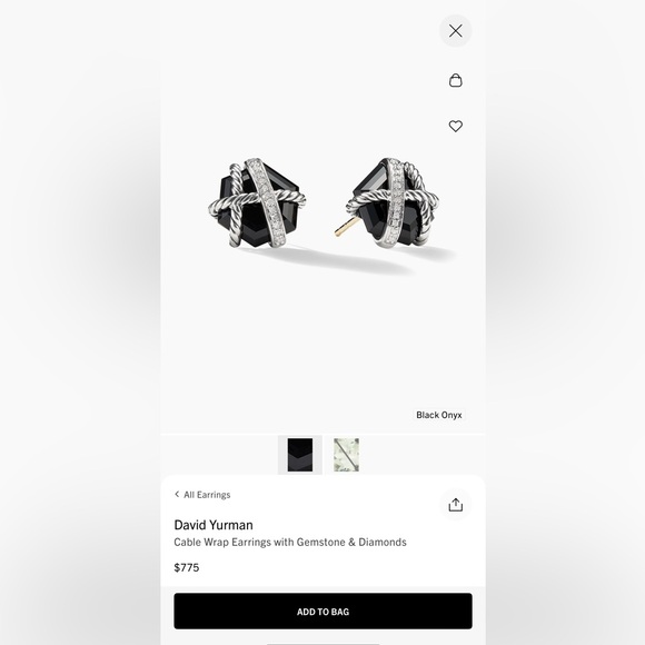 David Yurman Pave Diamond Wrap ONYX studs - Picture 2 of 8